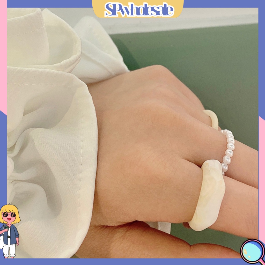 <SPwholesale> Bộ 3 Nhẫn Đính Ngọc Trai Nhân Tạo Thời Trang Dành Cho Nữ