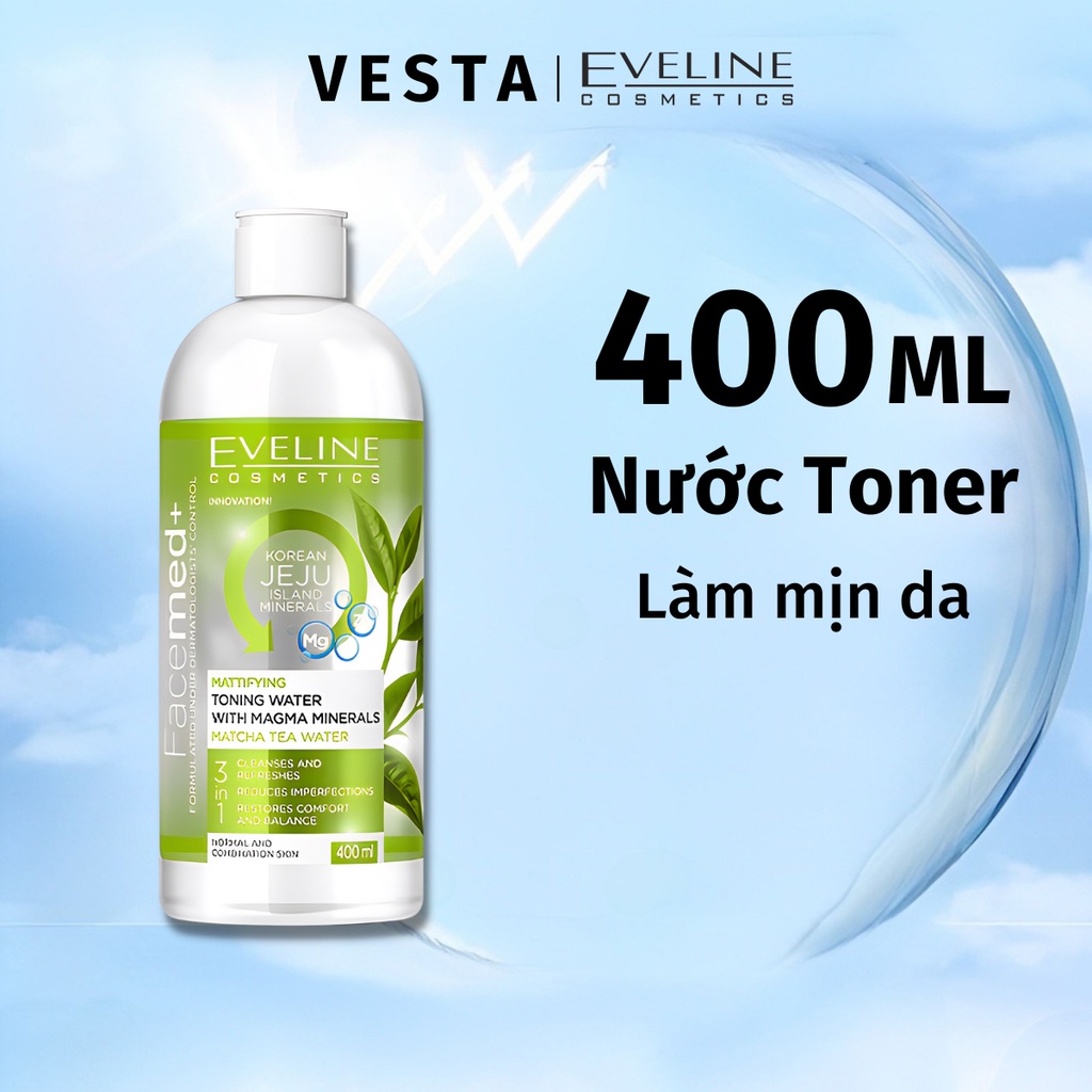 Nước Hoa Hồng Trà Xanh Eveline Facemed Jeju Magma Kiềm Dầu 400ml