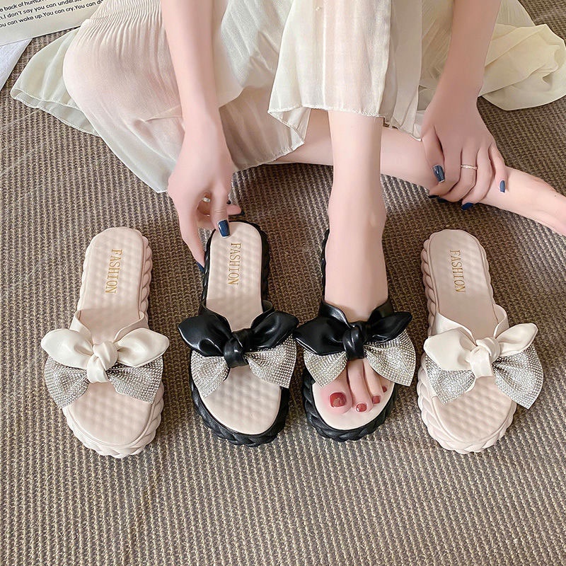 Dép Sandal Đính Nơ Đế Bằng Thời Trang Cho Nữ