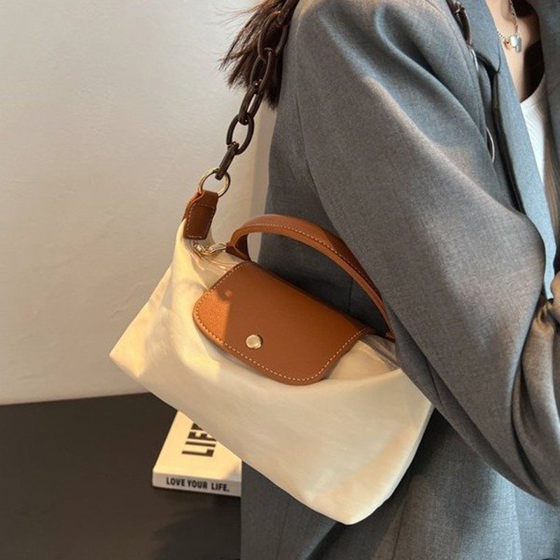 Túi Đeo Vai Bằng nylon Màu Sắc Tương Phản Phong Cách Pháp Cổ Điển Thời Trang Cho Nữ