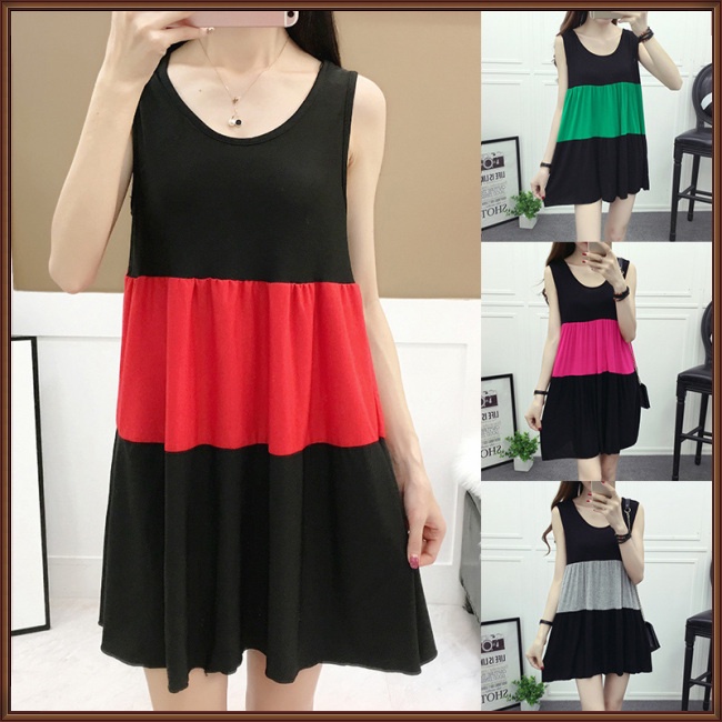 Đầm Không Tay Nhiều Lớp Dáng Rộng Màu Sắc Thời Trang Mùa Hè Dành Cho Nữ