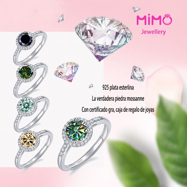 [Với giấy chứng nhận Gra] Nhẫn moissanite chính hãng s925 Sterling Silver Round Pack Moissanite Diamond Ring