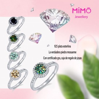   Với giấy chứng nhận Gra  Nhẫn moissanite chính hãng s925 Sterling Silver Round Pack Moissanite Diamond Ring 