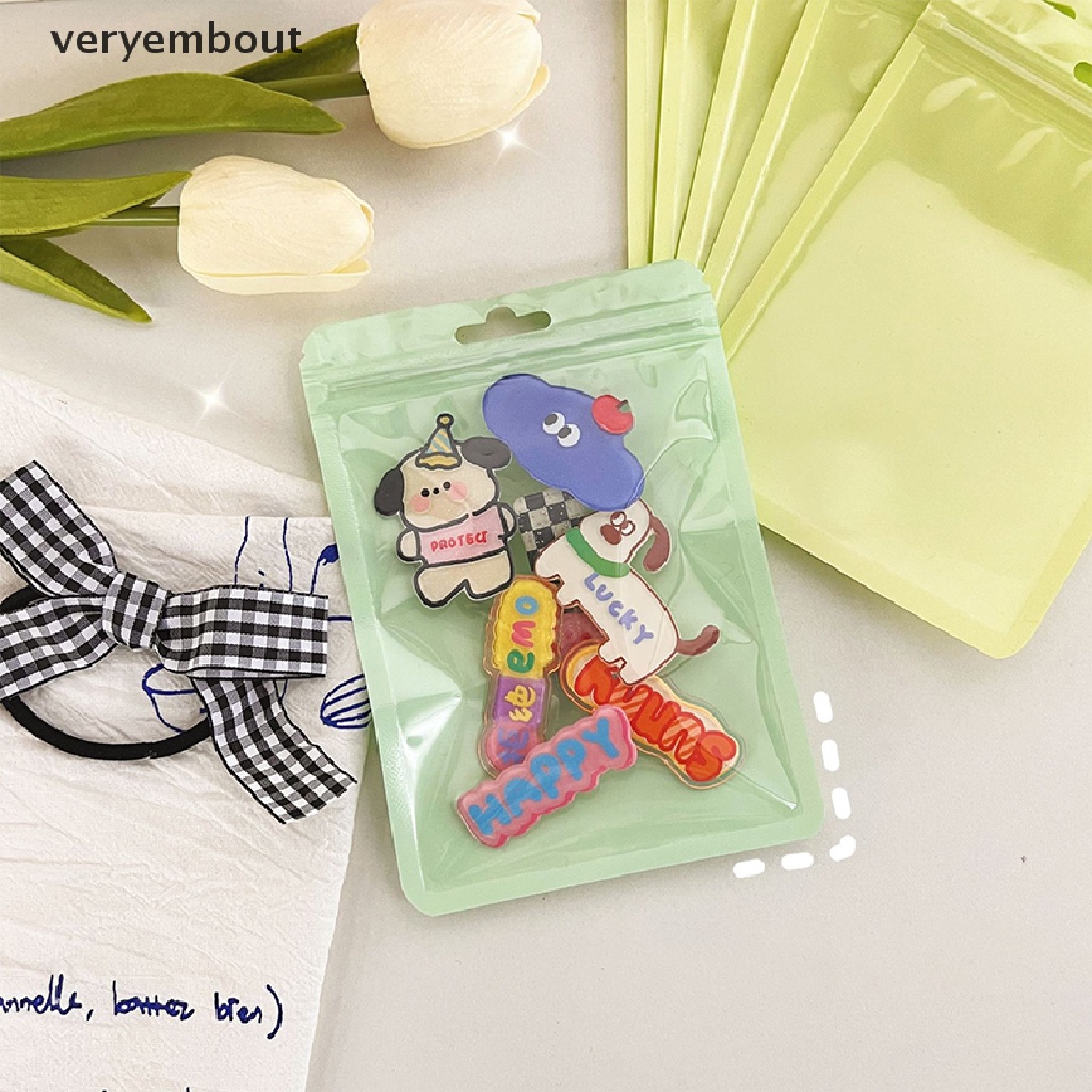 Set 10 Túi Zip Bằng Nhựa Dày Dặn Màu Sắc Macaron Đựng Cọ Trang Điểm