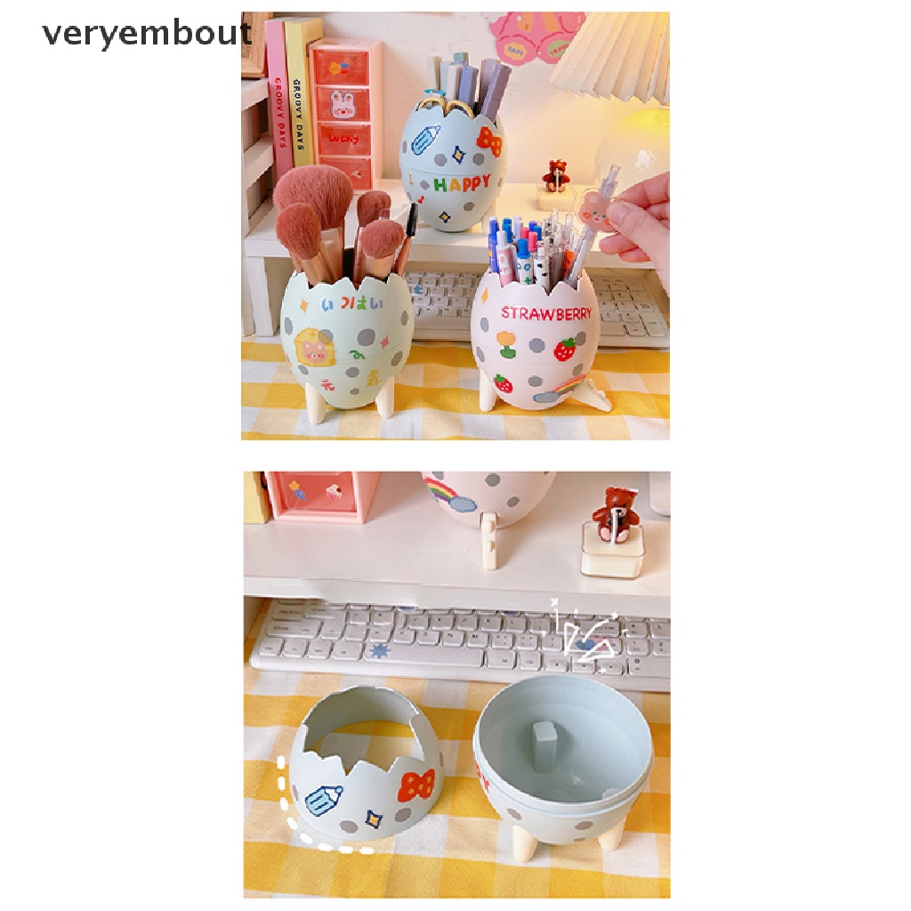 Giá Đỡ Bút / Cọ Trang Điểm Hình Trứng Khủng Long Dễ Thương Sáng Tạo