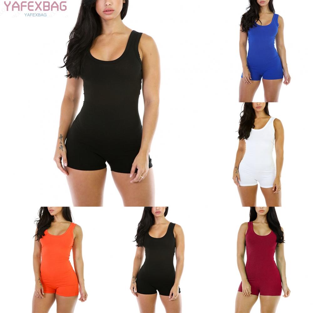 Bikini Jumpsuit Romper S-XL Short Sleeveless Slight Strech Solid Color
