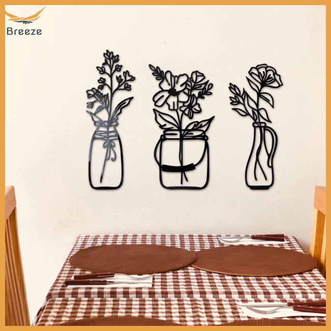 Bộ 3 Miếng Dán Tường Trang Trí Tráng Gương Acrylic Hình Lọ Hoa 3d Rỗng Tự Dính Trang Trí Nhà Cửa