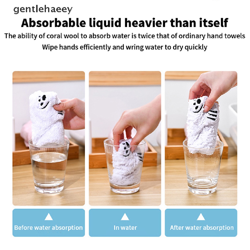 Gent Khăn Lau Tay Vải Nhung San Hô Mềm Mại Thấm Hút Tốt Hình Gấu Đáng Yêu Treo Nhà Tắm / Lau Chén Dĩa