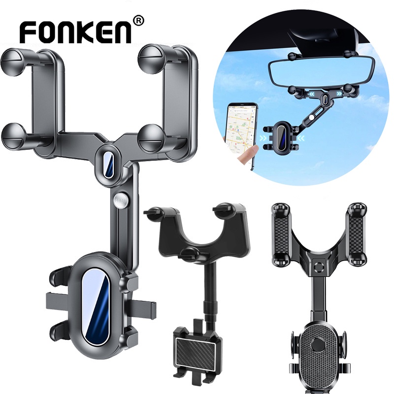 Giá đỡ điện thoại FONKEN gắn kính chiếu hậu xe hơi thiết kế xoay linh hoạt chuyên dụng