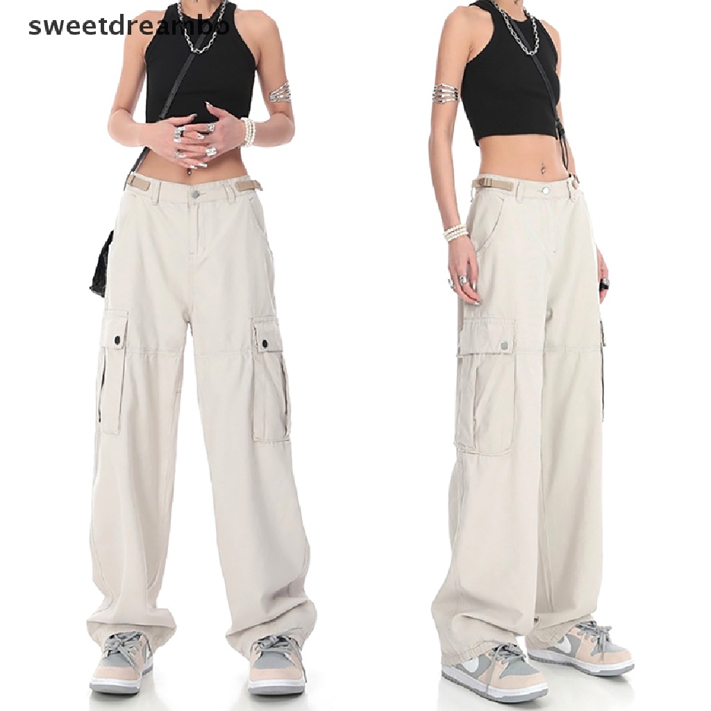 Quần baggy Ống Rộng Lưng Cao Phong Cách hip hop Đường Phố harajuku Thời Trang Mùa Hè 2023 Cho Nữ