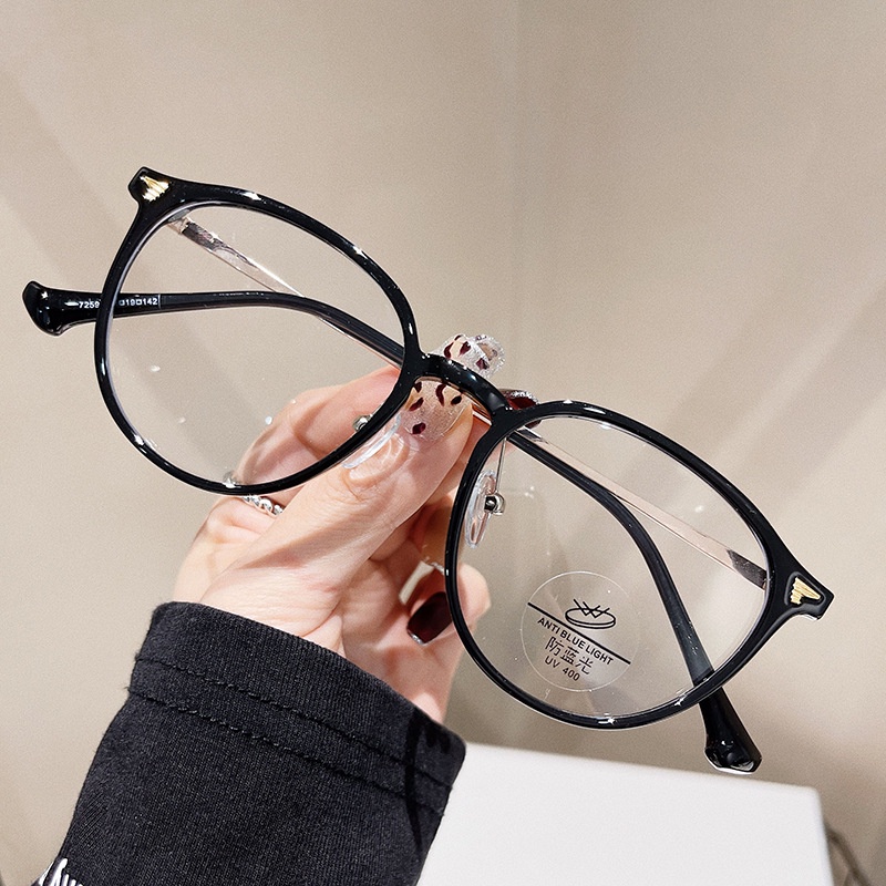 Mắt Kính Gọng Tròn Chống Bức Xạ Bằng Kim Loại Phong Cách Hàn Quốc Cổ Điển Dành Cho Nam Nữ