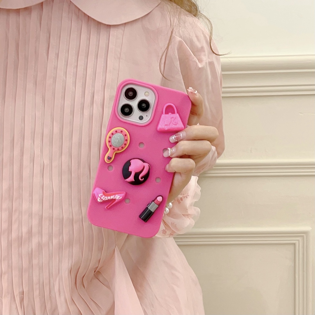Ốp Điện Thoại Silicon Tpu Mềm Hình Công Chúa Barbie 3D Chống Rơi Chống Sốc Cho iPhone 14 13 12 11 Pro Max