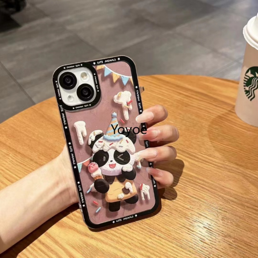 Ốp Điện Thoại Silicone Mềm Trong Suốt Chống Sốc In Hình Gấu Trúc Cho iPhone 14 13 12 11 Pro Max Plus 7 8 Plus SE