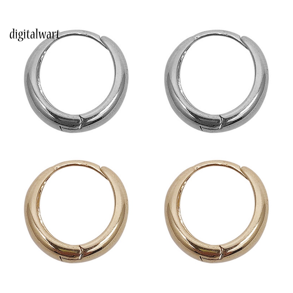 Kỹ Thuật Số| 1 Đôi Bông Tai Tròn Mạ Điện Hình Giọt Nước Dày Dặn Thời Trang