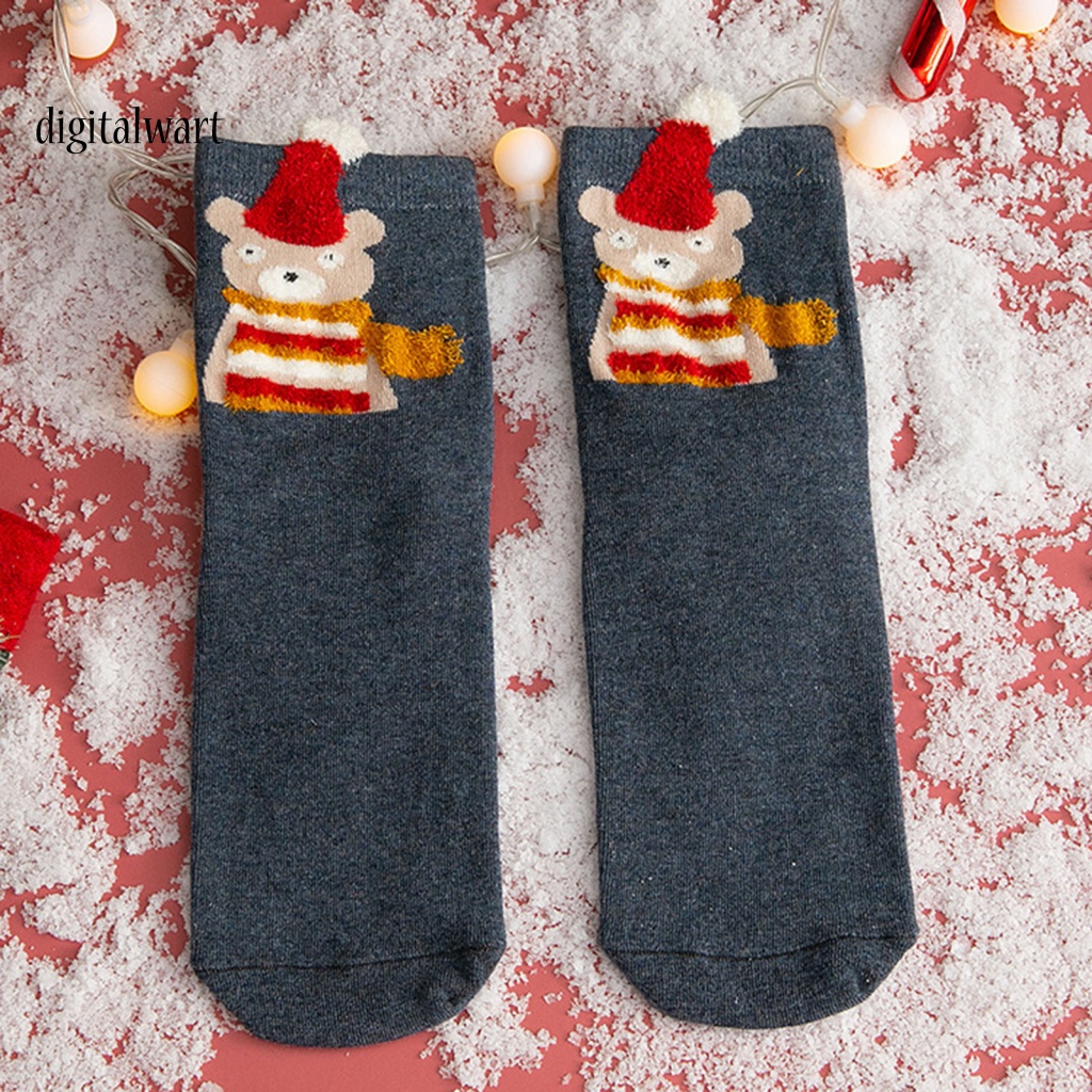 Kỹ Thuật Số| 1 Đôi Vớ Giáng Sinh Ống Vừa Dày Co Giãn Thoáng Khí Họa Tiết Hoạt Hình 3D Trang Trí Giáng Sinh / Năm Mới Cho Nữ