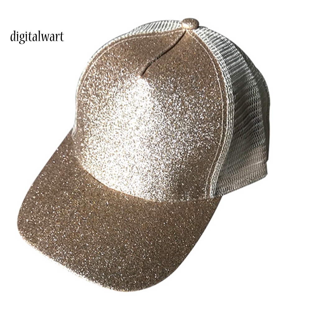 Kỹ Thuật Số| Mũ Lưỡi Trai Cotton Phối Lưới Đính Kim Tuyến Lấp Lánh Thời Trang Cho Nữ