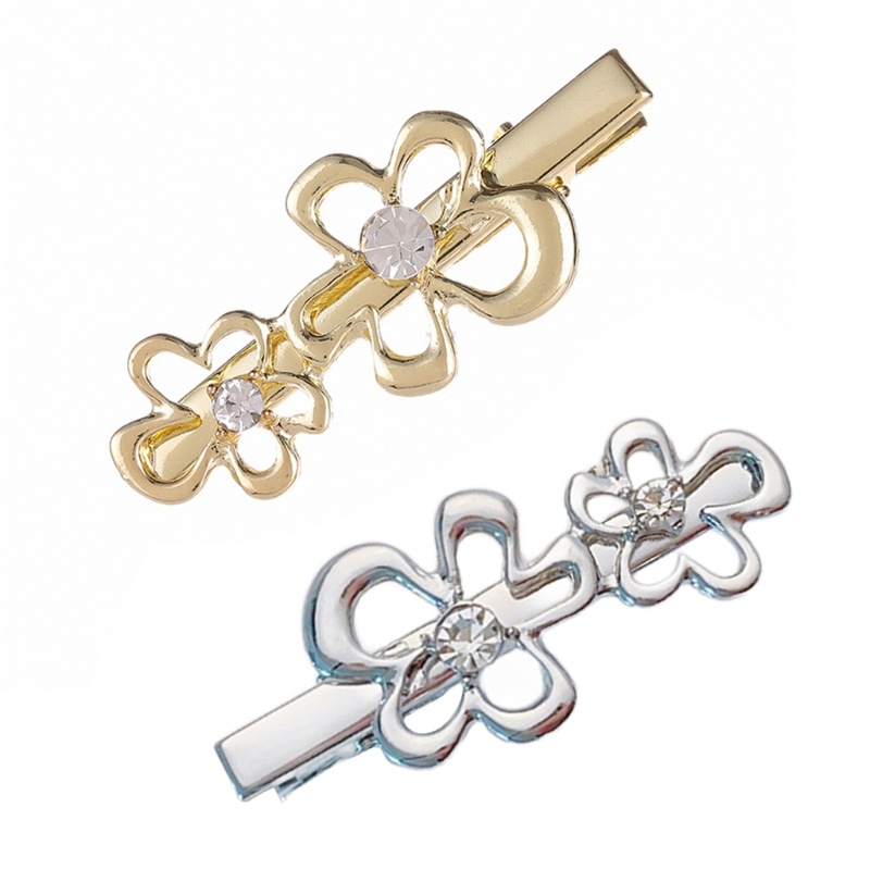 Kẹp Tóc Mái Hình Hoa Đính Đá Pha Lê Bằng Kim Loại