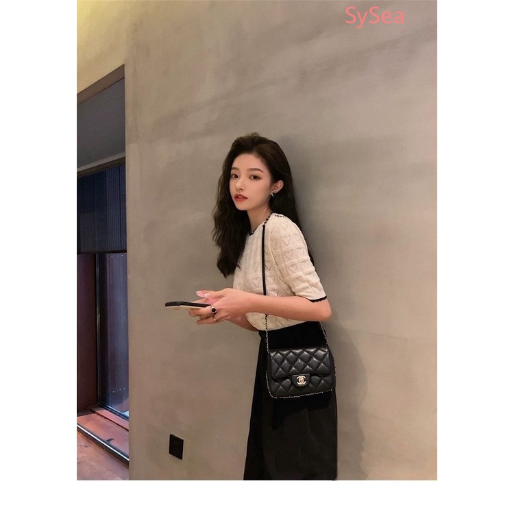 Áo Thun Lụa Ngắn Tay Họa Tiết Trái Tim Xinh Xắn Thời Trang Mùa Hè Cho Nữ