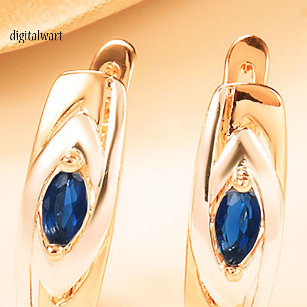 Kỹ Thuật Số| 1 Đôi Bông Tai Tròn Đính Đá Zirconia Màu Xanh Dương Thoải Mái Dễ Mang Trang Sức Thanh Lịch Dành Cho Bạn Nữ