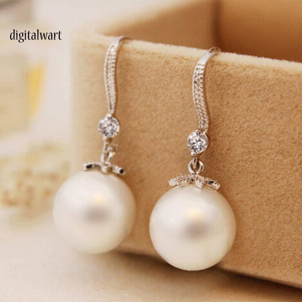 Kỹ Thuật Số| 1 Đôi Bông Tai Móc Đính Ngọc Trai Giả Lấp Lánh Thời Trang Dự Tiệc