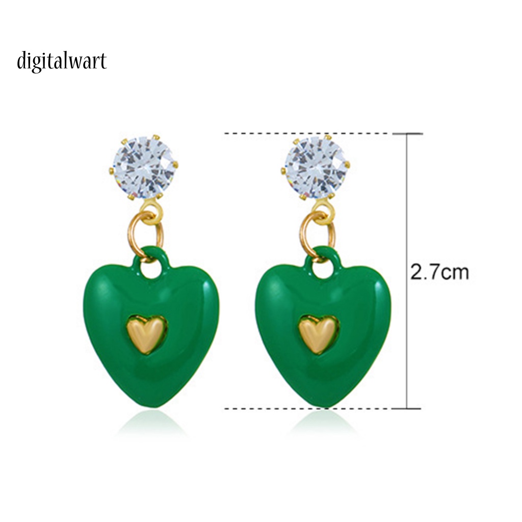 Kỹ Thuật Số| 1 Đôi Bông Tai Đính Đá Zircon Trái Tim Màu Sắc Tươi Sáng Dành Cho Nữ