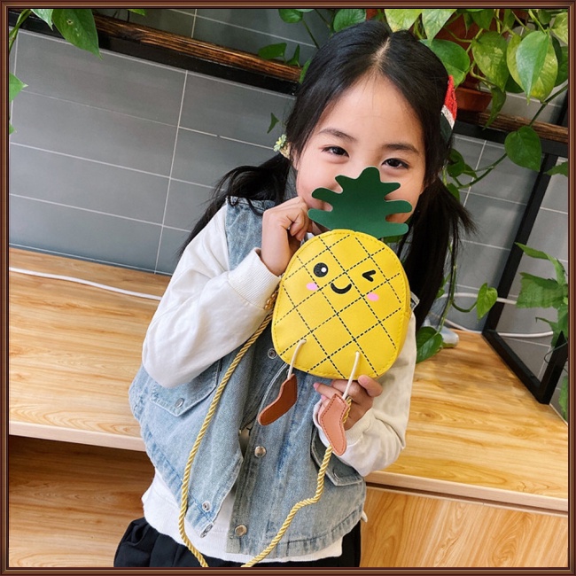 Túi Đeo Chéo Vai Hình Quả Dứa Hoạt Hình Nhiều Màu Sắc Dành Cho Trẻ Em