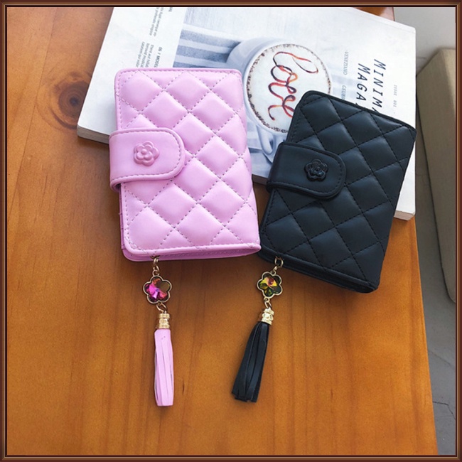 Ví Da Pu Đựng Thẻ Đa Năng Có Khóa Kéo Đính Tua Rua Thời Trang Cho Nữ Giá Đỡ