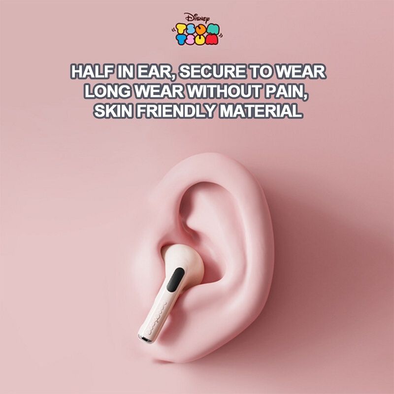 Tai Nghe Bluetooth Không Dây Âm Thanh Nổi Hifi Disney Màu Hồng Đáng Yêu