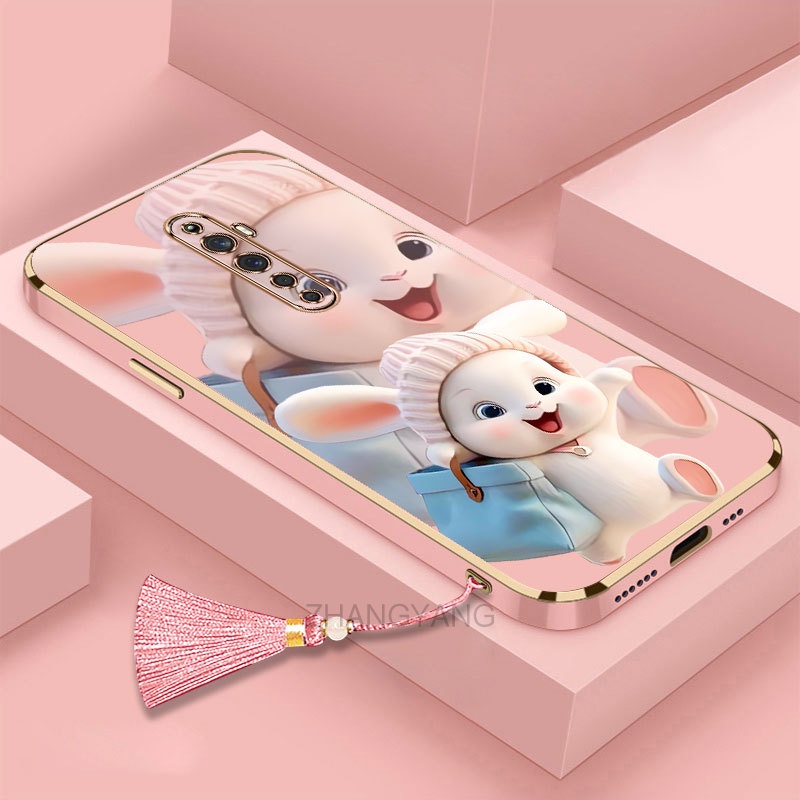 ốp lưng oppo reno2 f reno 2f reno 2 reno Silicon Viền Thẳng Họa Tiết Chú Thỏ Nhiều Màu Dễ Thương Kèm Dây Đeo Cho oppo reno2 f reno 2f reno 2 reno