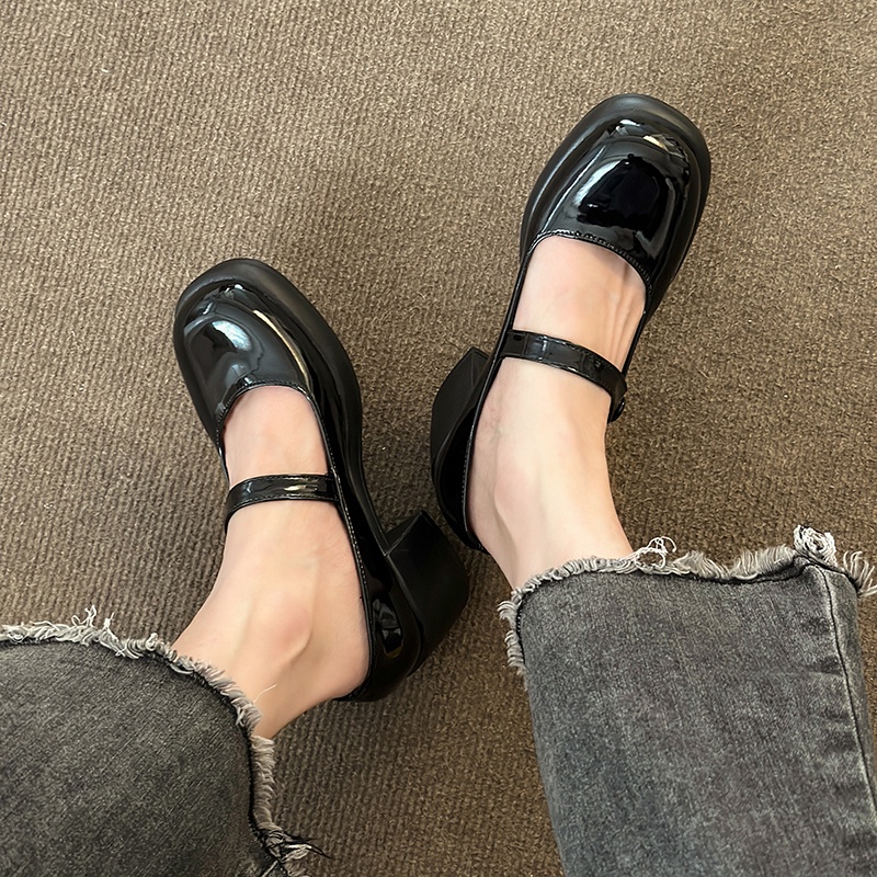 Giày Cao Gót Da Bóng Mũi Tròn Thời Trang Cho Nữ