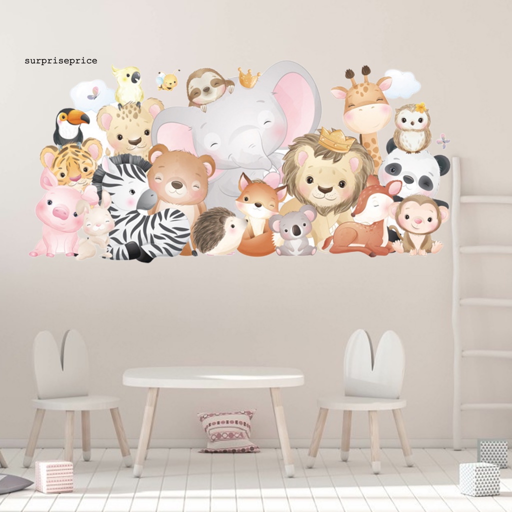 Set 2 Tấm Sticker PVC Dán Tường Chống Nước Họa Tiết Thú Hoạt Hình Trang Trí Phòng Bé