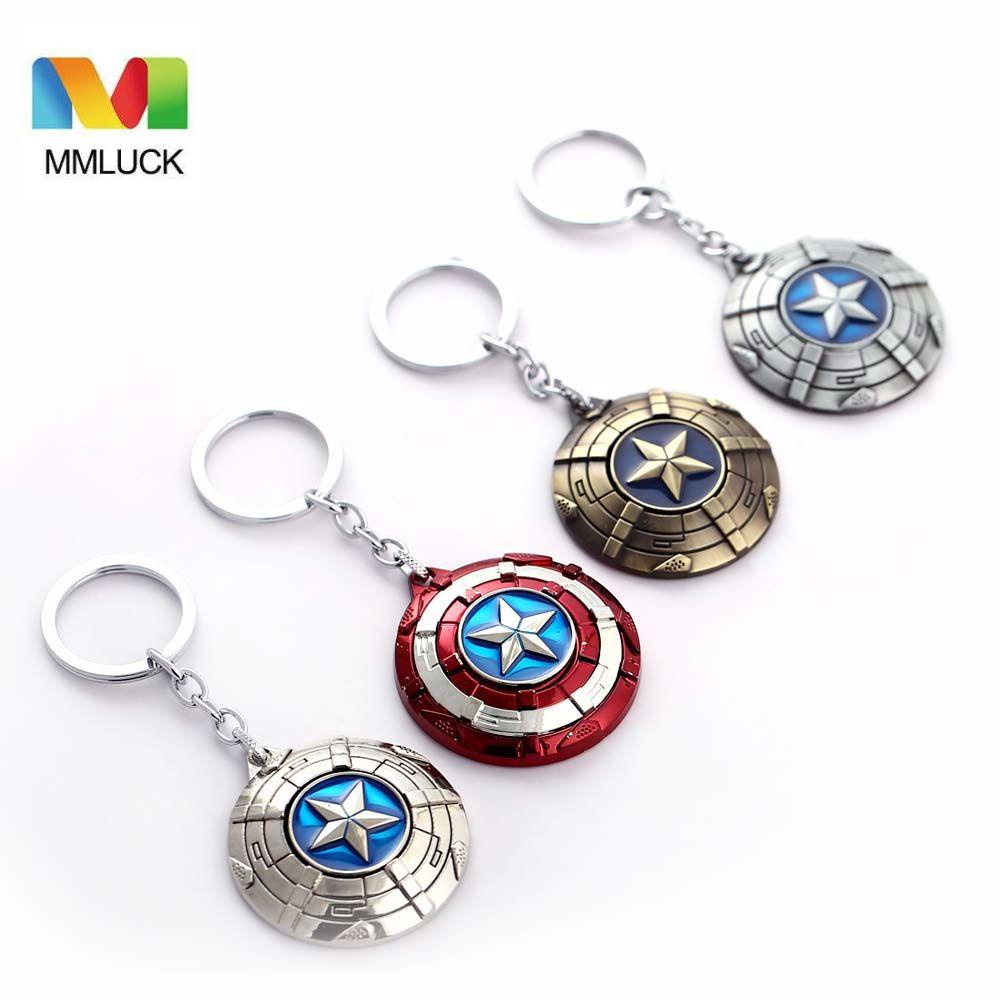 Móc khóa MMULCK kiểu Captain America bằng kim loại có thể xoay được thú vị