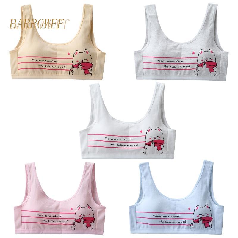 Brroa Áo Ngực Cotton Không Dây In Hình Cún Dễ Thương Có Đệm Tháo Rời Được Dành Cho Thanh Thiếu Niên / Bé Gái