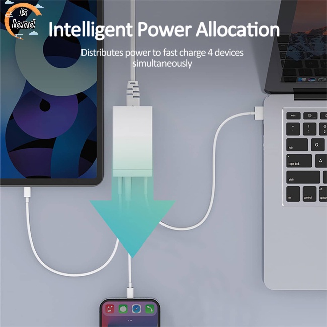 Bộ Sạc Nhanh 4 Trong 1 65W Galum Nitride Gan 2c + 2a Pd Usb Cho Laptop / Máy Tính Bảng / Điện Thoại Di Động