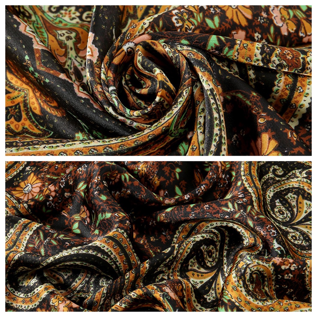 Khăn Choàng Lụa Satin 180 * 90CM In Họa Tiết Hoa Cổ Điển Thoáng Khí Mềm Mại