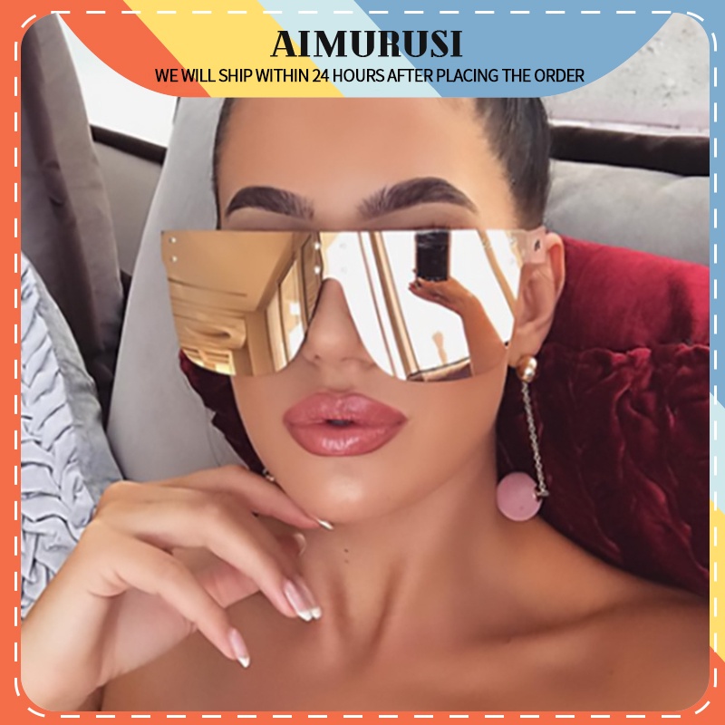 (AIMURUSI) COD Kính Mát Thời Trang Nữ Gọng Lớn Xuyên Biên Giới Đinh Tán Thủy Ngân