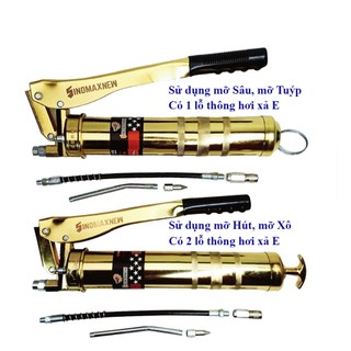 Bơm mỡ bò Papa Tools cầm tay 900cc 2xilanh , bơm mỡ sử dụng mỡ nhồi và mỡ sâu