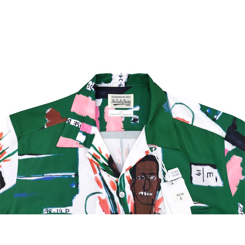 Wa-cko &amp; MA-RIA &amp; - Áo Sơ Mi Unisex Thời Trang Hawaiian Graffiti Basquiat Cổ Điển