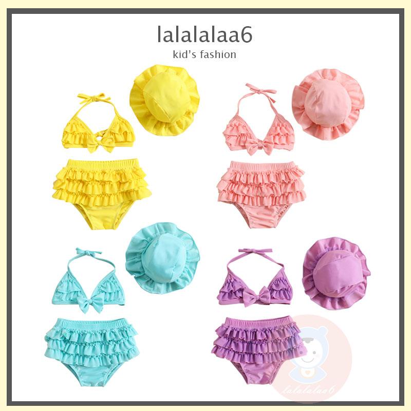 Bộ Đồ Bơi Liền Thân Cổ Yếm Nhiều Lớp Thời Trang Mùa Hè Cho Bé Gái Laa