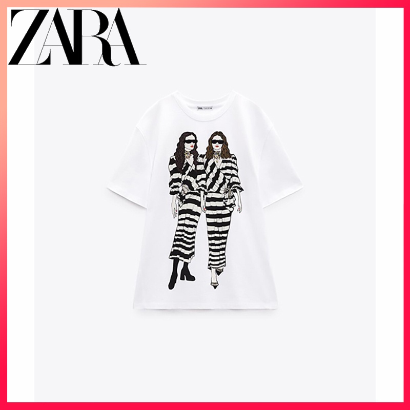 Zara Áo Thun In Họa Tiết Thời Trang Cho Nữ