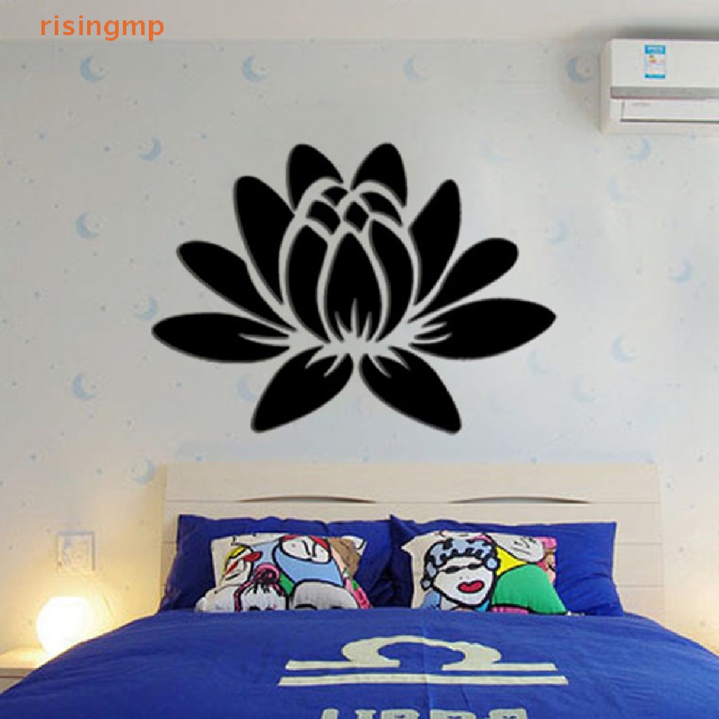 Đề Can Acrylic Hình Hoa Sen 3D Tráng Gương Dán Tường Trang Trí Nhà Cửa DIY