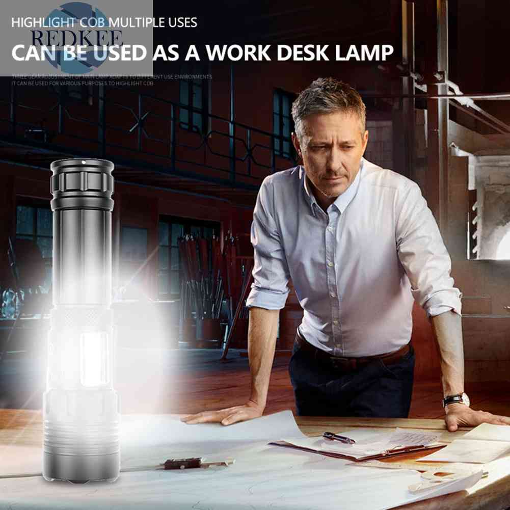 Đèn Pin LED COB 18650 COB Ánh Sáng Trắng / Đỏ Có Thể Sạc Lại Bằng Cổng USB