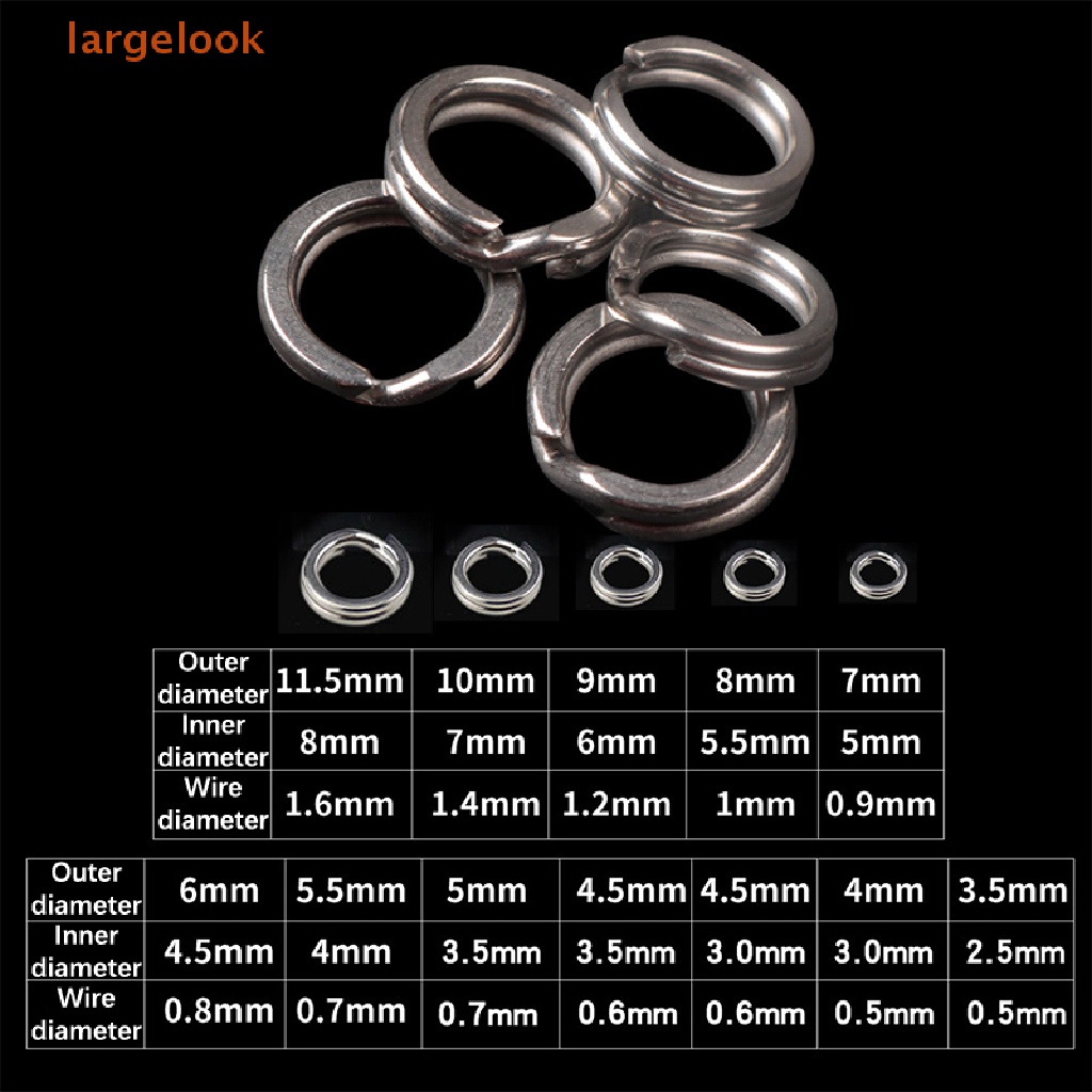 Set 100 Vòng Thép Không Gỉ Cứng 2.5-8MM Gắn Mồi Câu Cá Chuyên Dụng