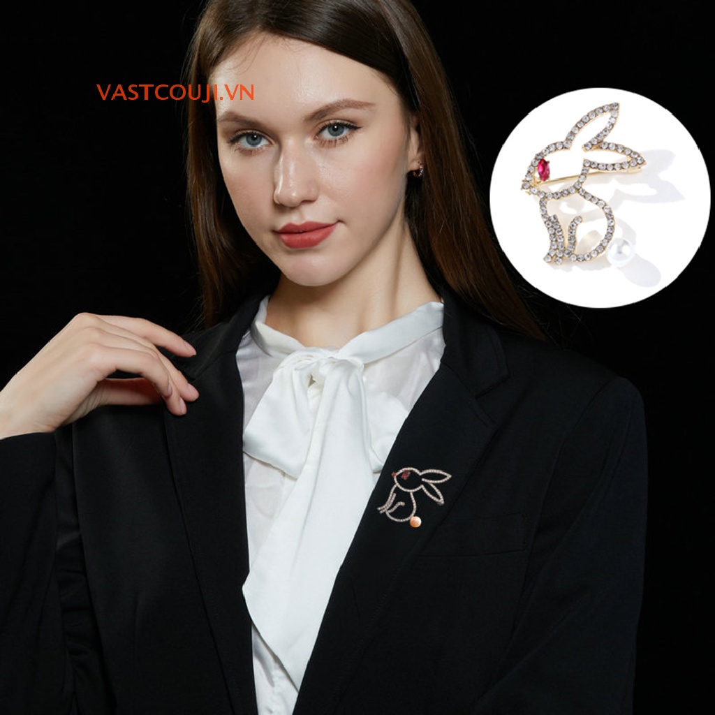 Ghim Cài Áo Hình Thỏ Đính Đá Thời Trang Dành Cho Nữ