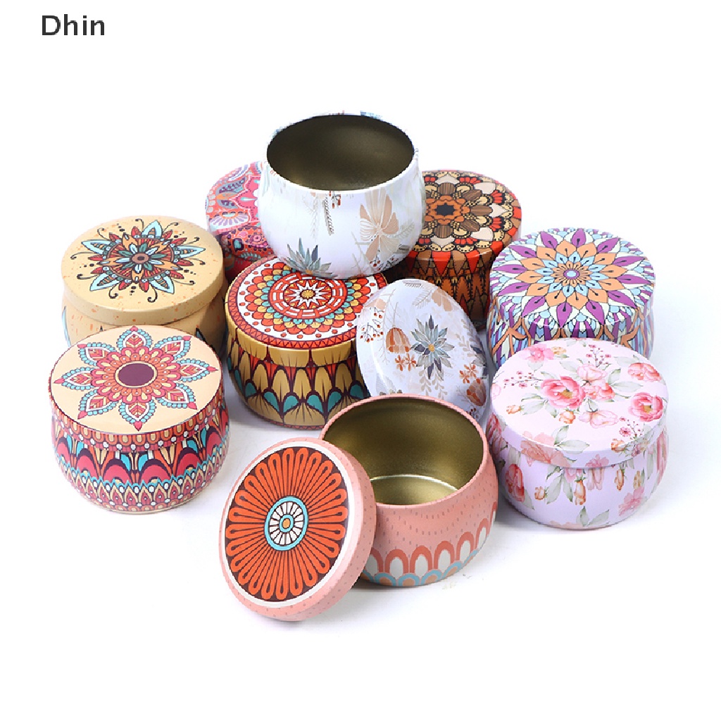 [Dhin] Hộp Thiếc Đựng Trang Sức / Kẹo Nắp Kín Phong Cách Dân Tộc DIY