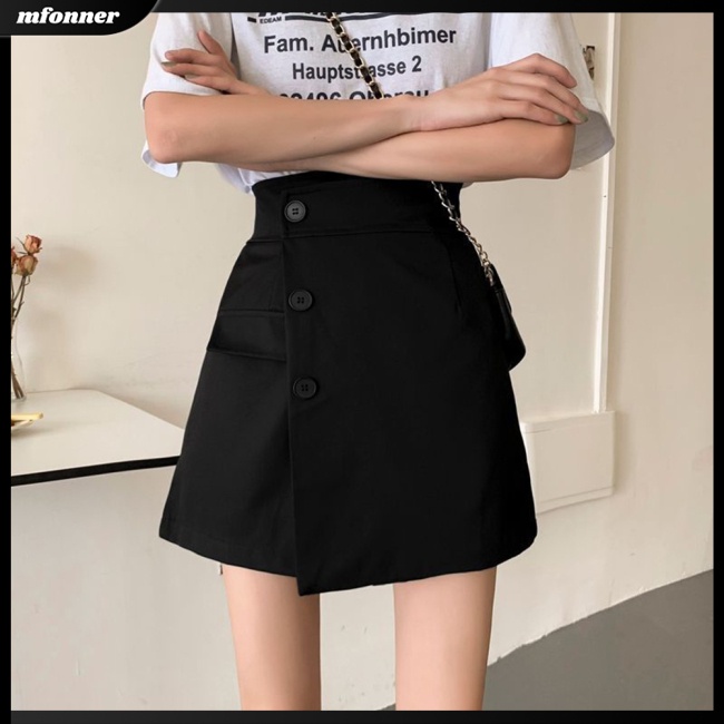 Chân Váy Chữ A Lưng Cao 3 Nút Thoáng Khí Cho Nữ