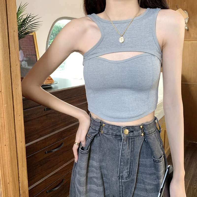 Áo Croptop Sát Nách Màu Trơn Thời Trang Mùa Hè Cho Nữ