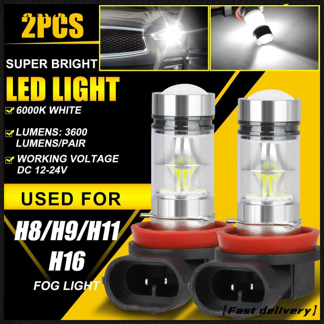 2 Bóng Đèn Led H8 H11 H16 Bảo Vệ 360 Độ 200w 6000k Chống Nước Cho Xe Hơi