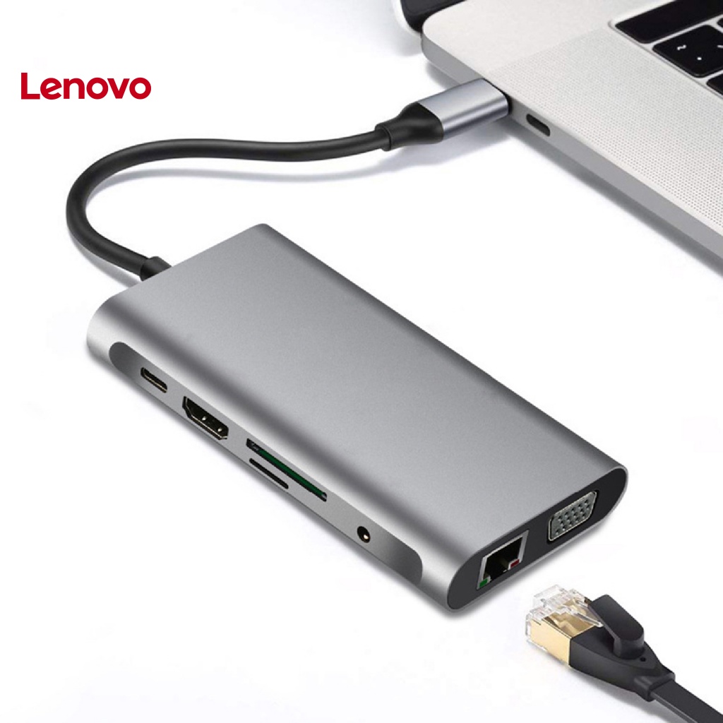 Bộ Chuyển Đổi Đọc Thẻ Sạc Nhanh 10 Trong 1 Type-C Sang VGA USB3.0 PD