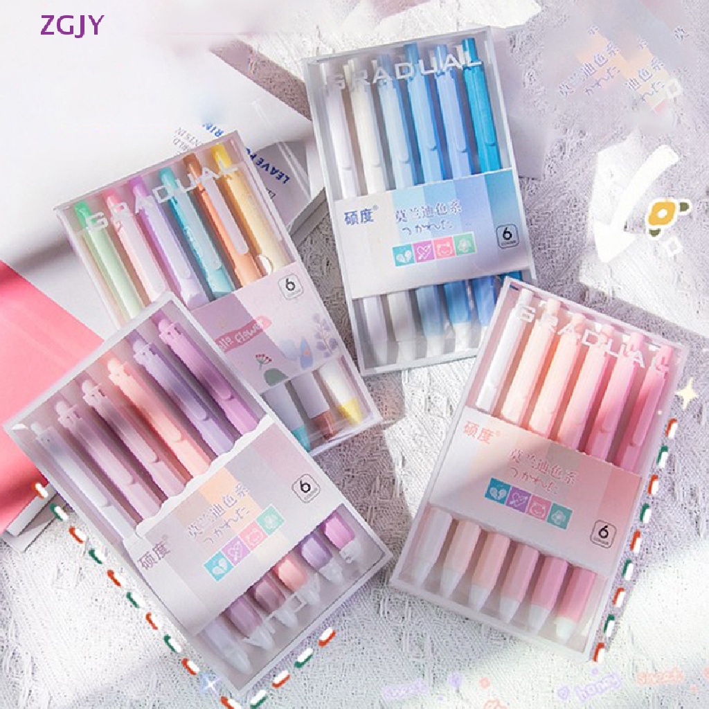 Set 6 Bút Bi Mực Đen Ngòi 0.5mm Dễ Thương Mới